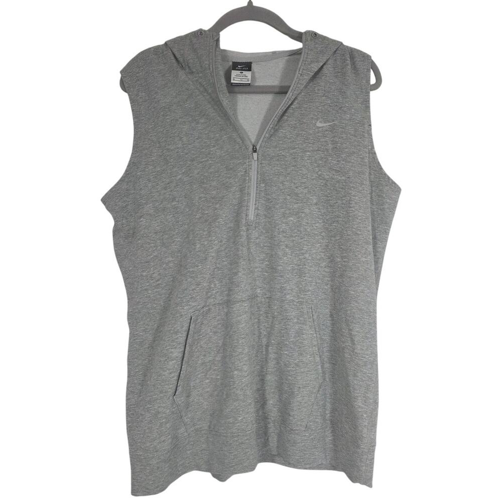 Nike Dri-FIT Sleeveless Quarter Zip Hoodie Women's XL Gray Athleisure Activewear